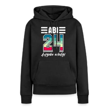 Tâche Abi 24 accomplie par les bacheliers en 2024 - Sweat à capuche Premium bio Femme - noir - Devant - Julia (174cm)