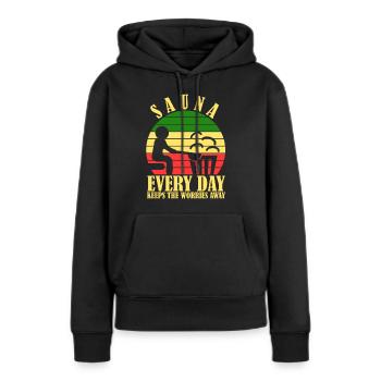 Sauna Wellness - Frauen Premium Bio Hoodie - Schwarz - Vorne - Julia (174cm)