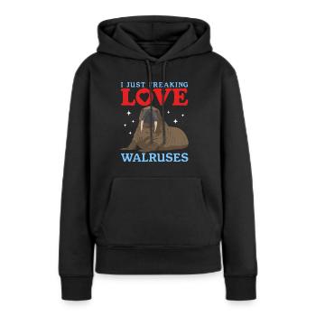 Cadeau de morse morse - Sweat à capuche Premium bio Femme - noir - Devant - Julia (174cm)