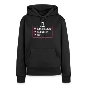 Bachelier Master Dr. Doctorat complété - Sweat à capuche Premium bio Femme - noir - Devant - Julia (174cm)