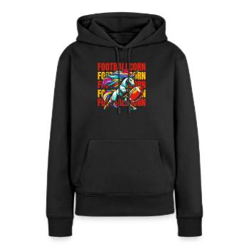 Football américain Licorne Footballcorn - Sweat à capuche Premium bio Femme - noir - Devant - Julia (174cm)