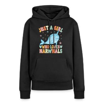 Narval Fille Narval Amant - Sweat à capuche Premium bio Femme - noir - Devant - Julia (174cm)