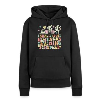Triathlon-Ehefrau - Frauen Premium Bio Hoodie - Schwarz - Vorne - Julia (174cm)