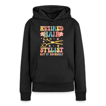 Coiffeur Groovy - Sweat à capuche Premium bio Femme - noir - Devant - Julia (174cm)