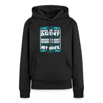 Agent immobilier - Sweat à capuche Premium bio Femme - noir - Devant - Julia (174cm)