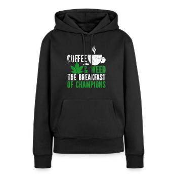 Weed, Café, Cannabis, Stoner, Caféine, Ganja - Sweat à capuche Premium bio Femme - noir - Devant - Julia (174cm)
