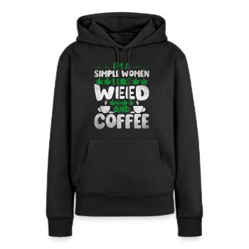 Weed, Café, Cannabis, Stoner, Caféine, Ganja - Sweat à capuche Premium bio Femme - noir - Devant - Julia (174cm)