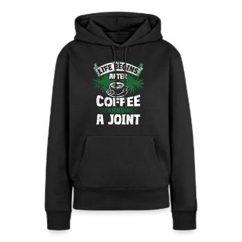 Weed, Café, Cannabis, Stoner, Caféine, Ganja - Sweat à capuche Premium bio Femme - noir - Devant - Julia (174cm)