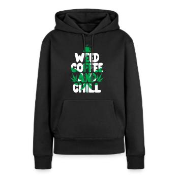 Weed, Café, Cannabis, Stoner, Caféine, Ganja - Sweat à capuche Premium bio Femme - noir - Devant - Julia (174cm)