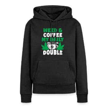 Weed, Café, Cannabis, Stoner, Caféine, Ganja - Sweat à capuche Premium bio Femme - noir - Devant - Julia (174cm)