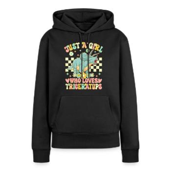 Dinosaure groovy - Sweat à capuche Premium bio Femme - noir - Devant - Julia (174cm)