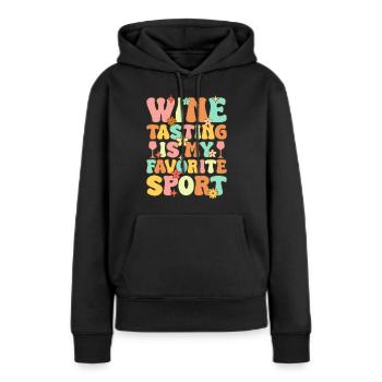 Groovy Weintrinken - Frauen Premium Bio Hoodie - Schwarz - Vorne - Julia (174cm)
