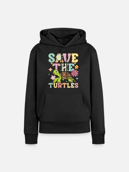 Groovy Meeresschildkröte - Frauen Premium Bio Hoodie - Schwarz