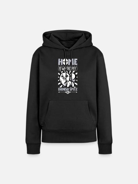 Zuhause - Dänischer Spitz - Frauen Premium Bio Hoodie - Schwarz
