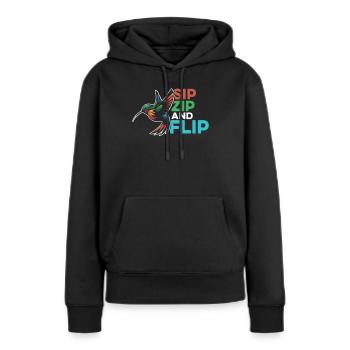 Kolibri - Frauen Premium Bio Hoodie - Schwarz - Vorne - Julia (174cm)
