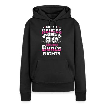 Bunco - Frauen Premium Bio Hoodie - Schwarz - Vorne - Julia (174cm)