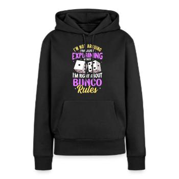 Bunco - Frauen Premium Bio Hoodie - Schwarz - Vorne - Julia (174cm)