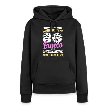 Bunco - Frauen Premium Bio Hoodie - Schwarz - Vorne - Julia (174cm)