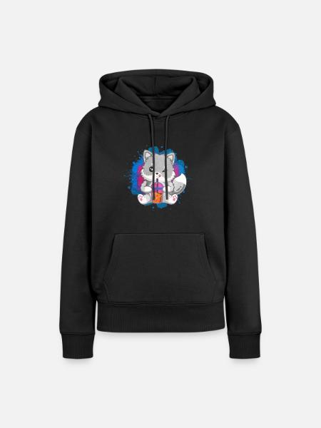 Niedliches Polarfuchs-Geschenk - Frauen Premium Bio Hoodie - Schwarz