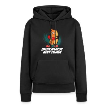 Bratwurst als Geschenk - Frauen Premium Bio Hoodie - Schwarz - Vorne - Julia (174cm)