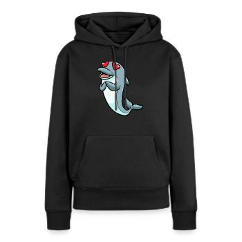 Émoticône de dauphin - Sweat à capuche Premium bio Femme - noir - Devant - Julia (174cm)