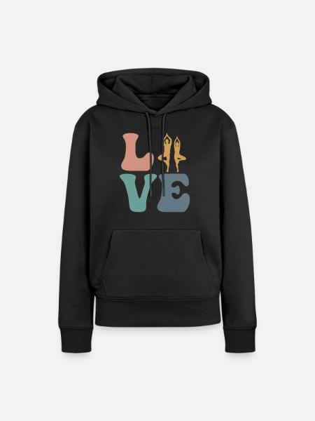 LIEBE Yoga Yogi - Frauen Premium Bio Hoodie - Schwarz