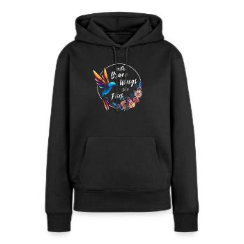 Colibri, Courageux, Motivant - Sweat à capuche Premium bio Femme - noir - Devant - Julia (174cm)