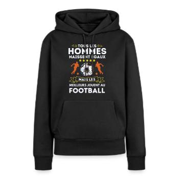 Joueur de foot football - Sweat à capuche Premium bio Femme - noir - Devant - Julia (174cm)
