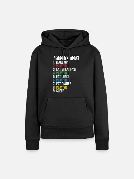 Virtual Reality VR Gamer Funnz - Frauen Premium Bio Hoodie - Schwarz