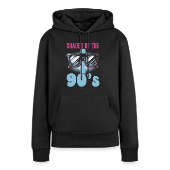 Mélomane des années 90, années 90, - Sweat à capuche Premium bio Femme - noir - Devant - Julia (174cm)