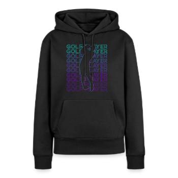 Golfspieler Golfer Golfspielen Retro - Frauen Premium Bio Hoodie - Schwarz - Vorne - Julia (174cm)