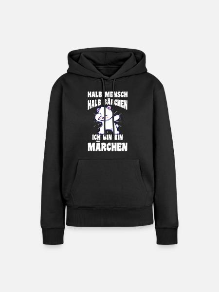 Halb Mensch Halb Bärchen - Frauen Premium Bio Hoodie - Schwarz