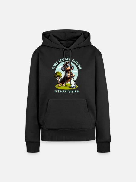 Dackelliebhaber Geschenkidee. Dackel Golfer - Frauen Premium Bio Hoodie - Schwarz
