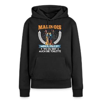 MALINOIS MEIN REVIER IST WO DU BIST AUCH DAS WC - Frauen Premium Bio Hoodie - Schwarz - Vorne - Julia (174cm)