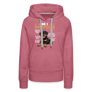 Rottie Besitzer DIE 5 ROTTWEILER GEBOTE Lustiges - Frauen Premium Bio Hoodie - Malve - Vorne - Isabella (175cm)