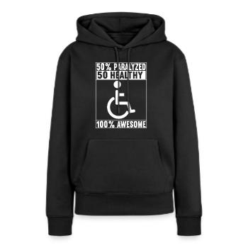 Personnes en fauteuil roulant Fauteuil roulant - Sweat à capuche Premium bio Femme - noir - Devant - Julia (174cm)