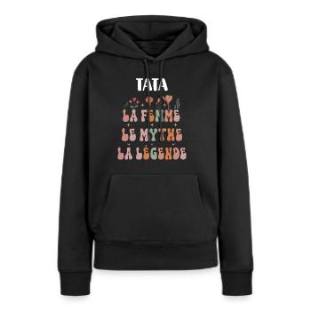 Auntie Woman Myth Legend Flowers Aunt - Women’s Premium Organic Hoodie - black - Front - Julia (174cm)