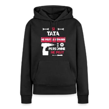 tata bricolage bricoleuse humour cadeau tante - Sweat à capuche Premium bio Femme - noir - Devant - Julia (174cm)