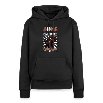 Zuhause - Pudelpointer - Frauen Premium Bio Hoodie - Schwarz - Vorne - Julia (174cm)