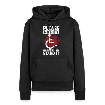 Personnes en fauteuil roulant Fauteuil roulant - Sweat à capuche Premium bio Femme - noir - Devant - Julia (174cm)