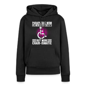 Personnes en fauteuil roulant Fauteuil roulant - Sweat à capuche Premium bio Femme - noir - Devant - Julia (174cm)