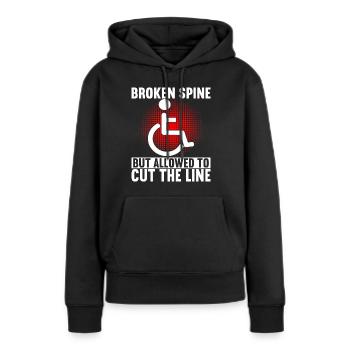 Personnes en fauteuil roulant Fauteuil roulant - Sweat à capuche Premium bio Femme - noir - Devant - Julia (174cm)
