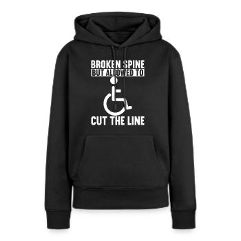 Personnes en fauteuil roulant Fauteuil roulant - Sweat à capuche Premium bio Femme - noir - Devant - Julia (174cm)