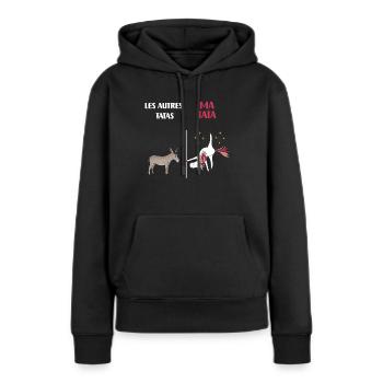tata licorne humour drôle cadeau tante - Sweat à capuche Premium bio Femme - noir - Devant - Julia (174cm)