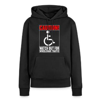 Personnes en fauteuil roulant Fauteuil roulant - Sweat à capuche Premium bio Femme - noir - Devant - Julia (174cm)