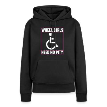 Personnes en fauteuil roulant Fauteuil roulant - Sweat à capuche Premium bio Femme - noir - Devant - Julia (174cm)