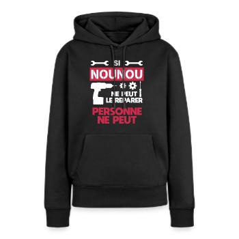 nounou bricolage bricoleuse - Sweat à capuche Premium bio Femme - noir - Devant - Julia (174cm)