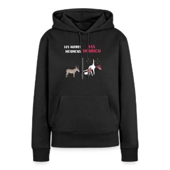 Nanny Unicorn Funny Humor - Women’s Premium Organic Hoodie - black - Front - Julia (174cm)