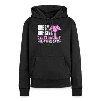 Horsing de loisir - Sweat à capuche Premium bio Femme - noir - Devant - Julia (174cm)