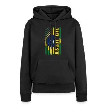Jiu Jitsu Brésilien BJJ MMA Grappling - Sweat à capuche Premium bio Femme - noir - Devant - Julia (174cm)